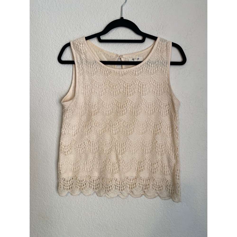 Madewell crochet eyelet scalloped edge blouse